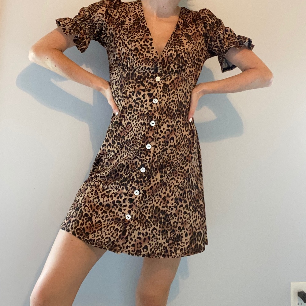 ASOS DESIGN Button Through Puff Sleeve Dress